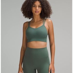 Black Lululemon like a cloud long line bra. NWT, color is dark forest green